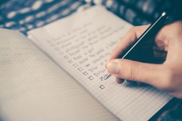 checkliste handschriftlich